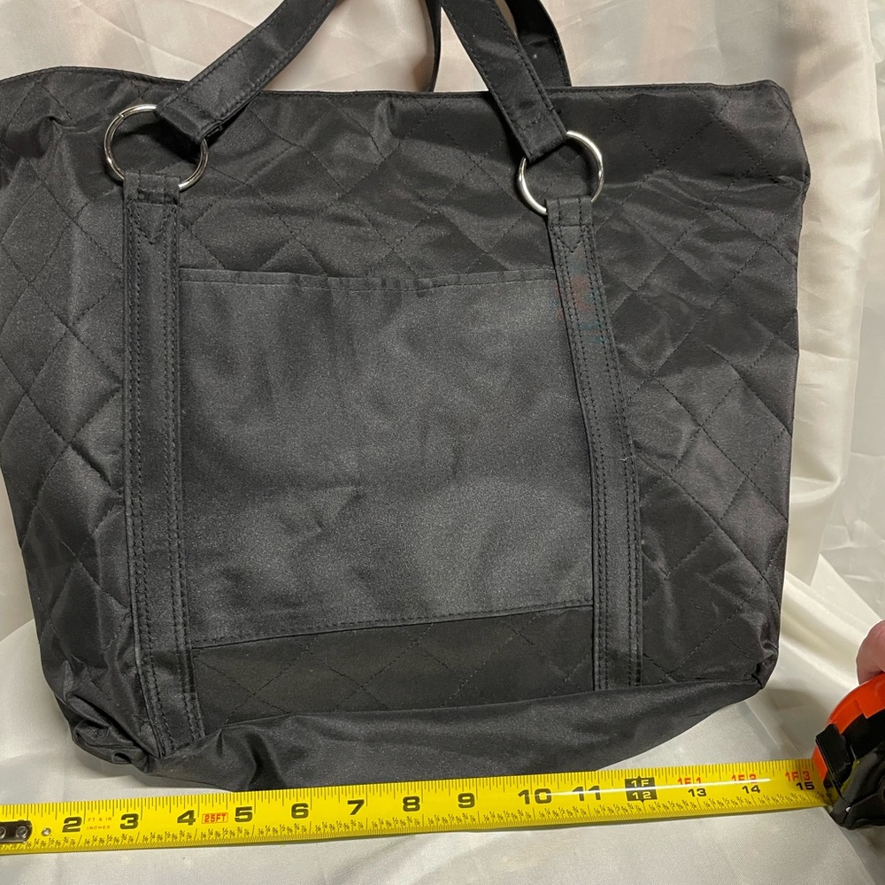 Black Quilted Tote Bag - Picture 1 of 8